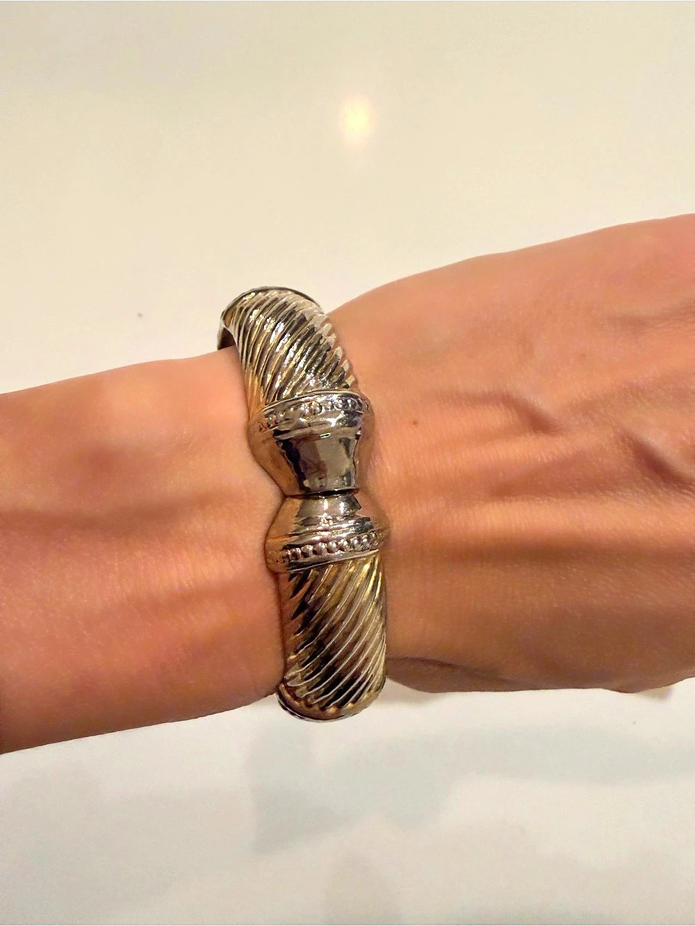 Vintage Two-Tone Twisted Cuff Bracelet
